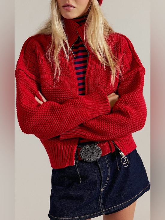 Free People Sweaters - Free People We The Free Lil Lad Cardi. NWT. Red